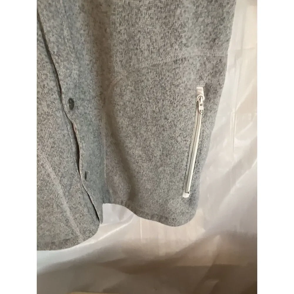 Men's The North Face Light Gray Medium‎ Weight Snap Up Fleece Jacket-Size M-MINT